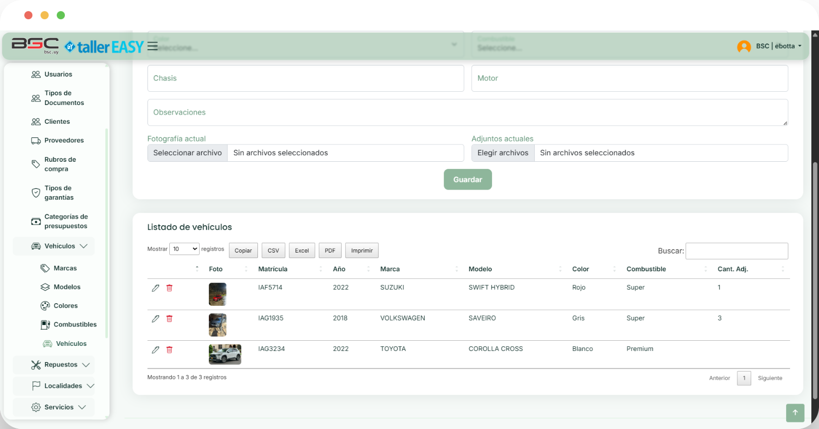 Gestión de Vehículos